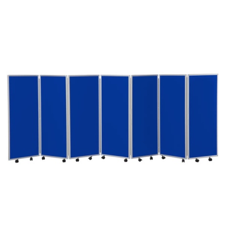 7 Panel Mobile Concertina Screen with Woolmix Fabric - Aluminium Frame